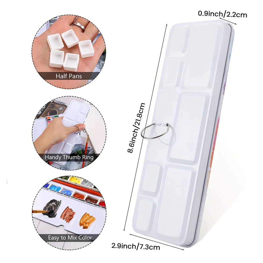 Bild 4: 1 Stück Aquarell-Dose-Palette, leeres Farbetui aus Metall mit leeren Pfannen für DIY-Reisen, Aquarell-Palette, Acryl und Ölgemälde