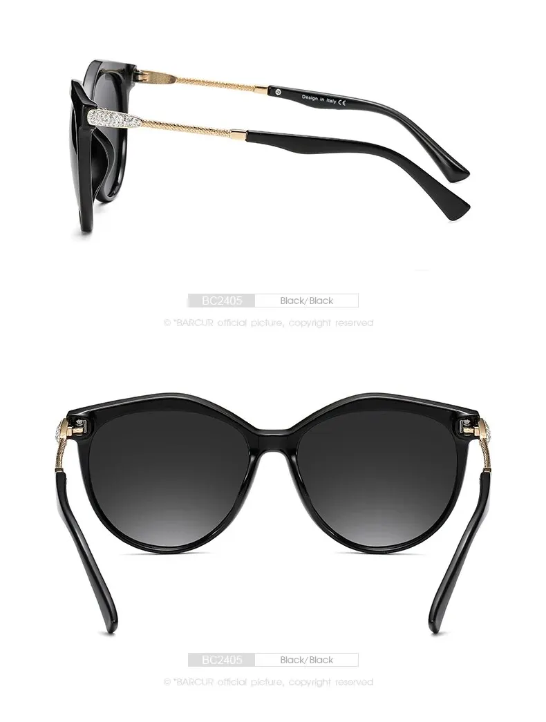 Barcur polarisierte Cat Eye Sonnenbrille Frauen Farbverlauf runde Sonnenbrille für Frauen oculos lunette de soleil femme – Detail 11