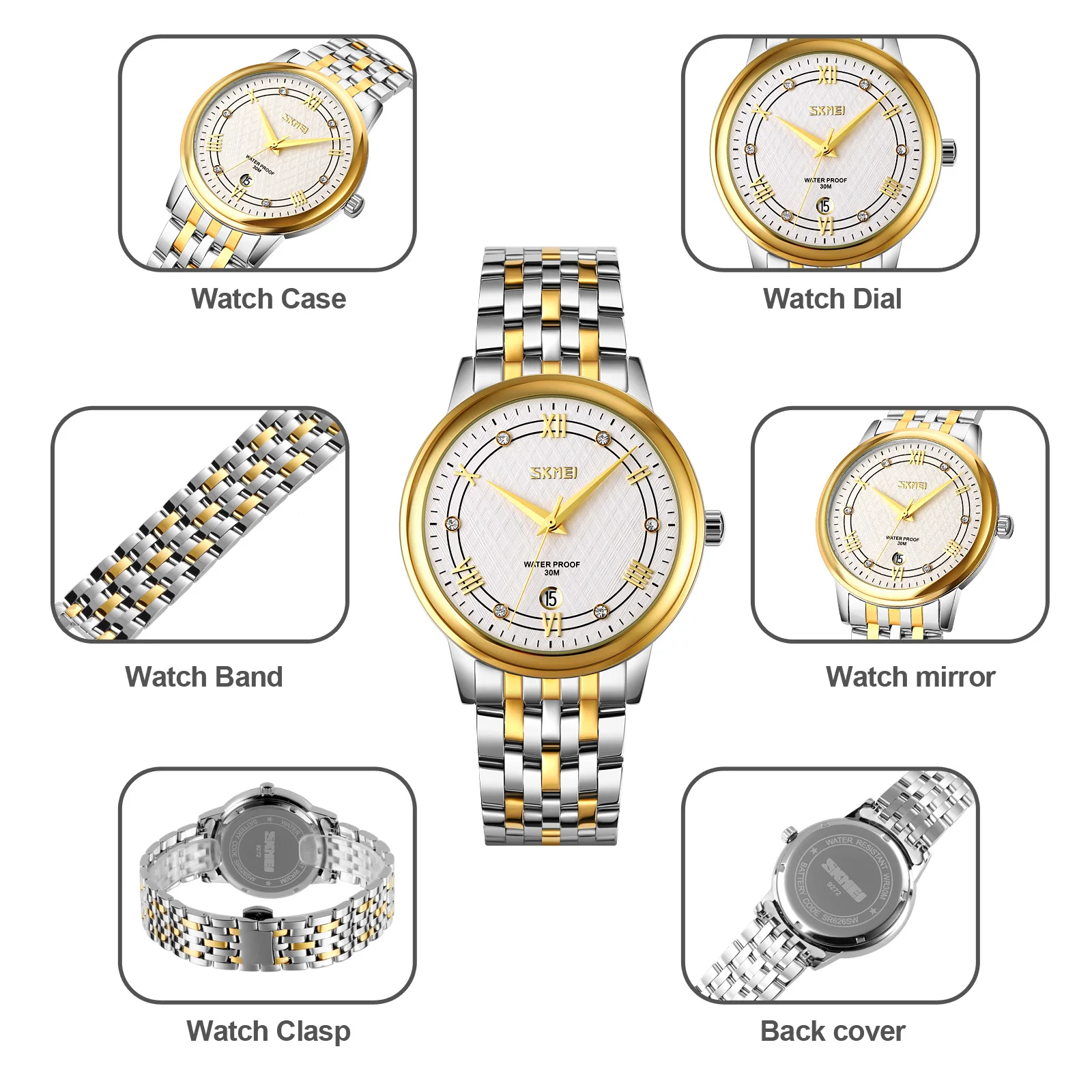 SKMEI Couple Watches For Lovers Quartz Wristwatch Business Watch For Men 3Bar Waterproof Shockproof Luxury Ladies Clock