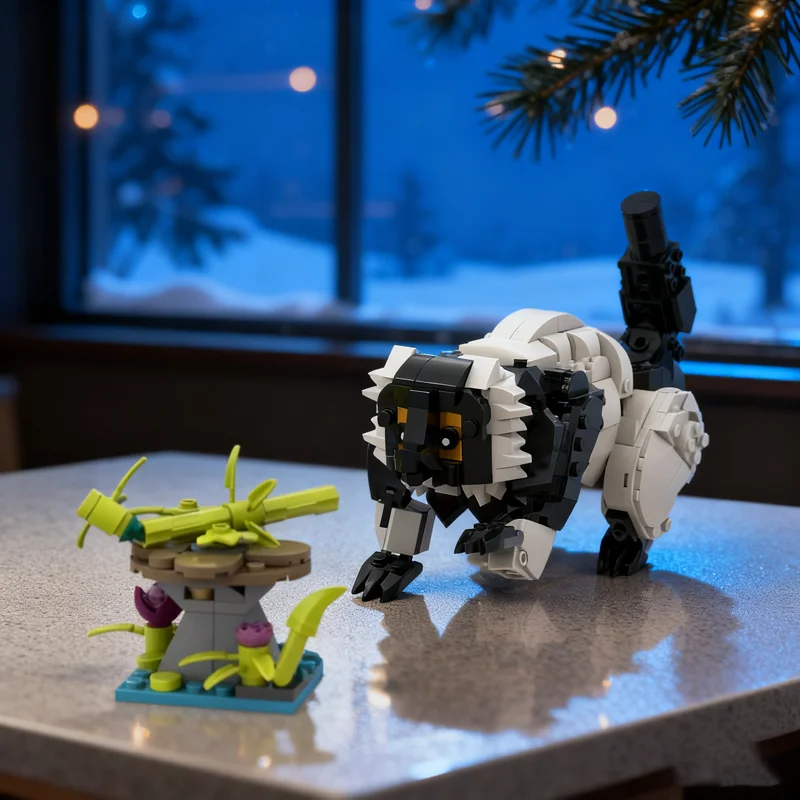 

511pcs MOC Black and White Ruffed Lemur Creator 3 Model Building blocks toy Assemble Christmas gift DIY idea Education Brick