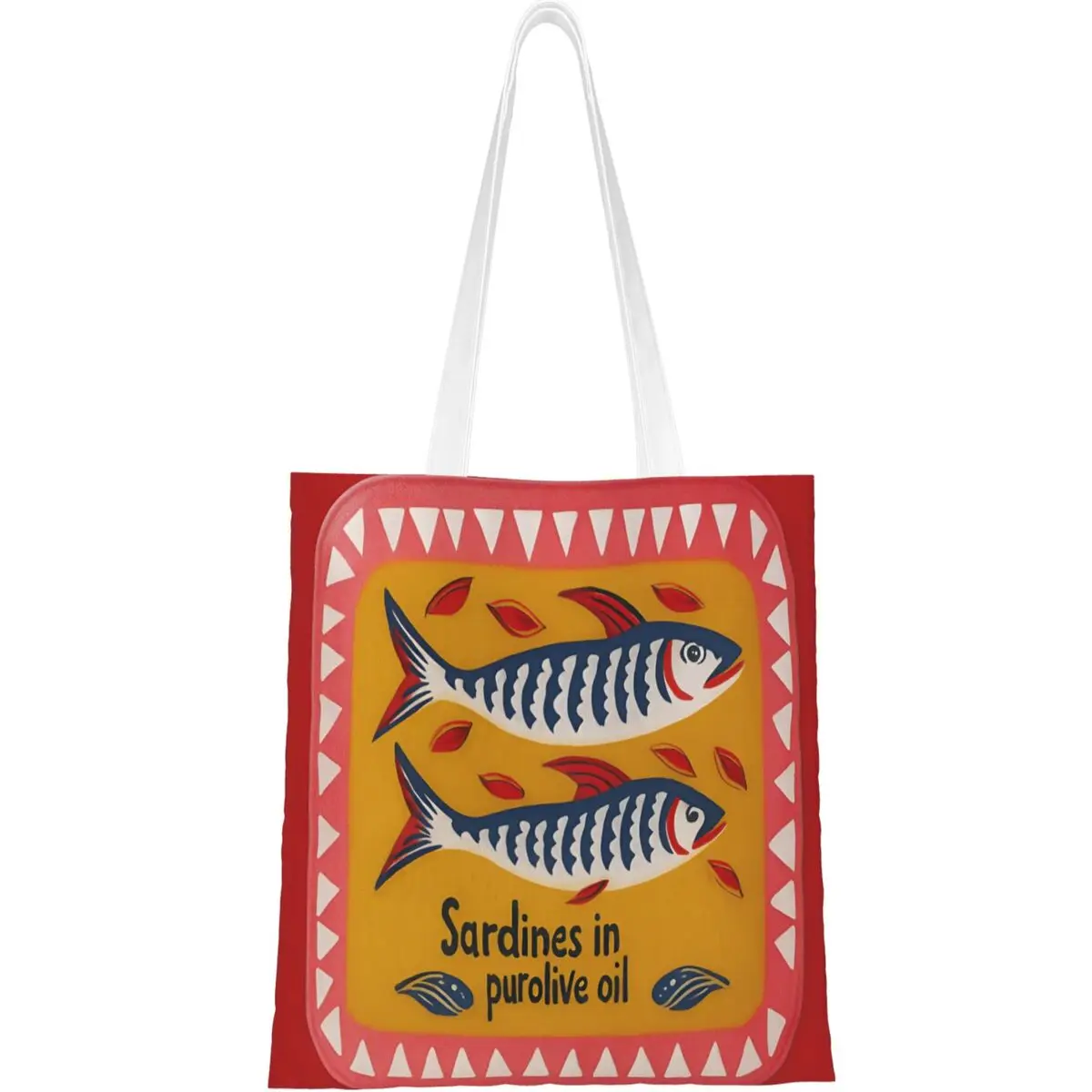 

Сумка-шоппер с рисунком сардина, уличная сумка, женские сумки для покупок с принтом, забавная большая сумка из полиэстера