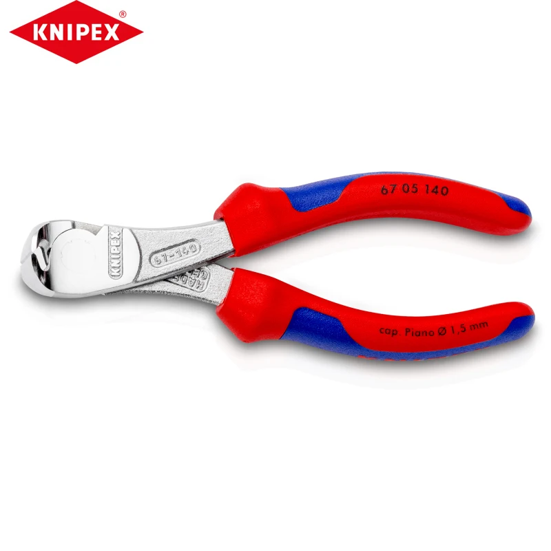 KNIPEX 67 05 140 Double Color Handle Labor-saving Bolt Top Cutting Pliers With Cutting Edges For Soft, Hard and Piano Wire