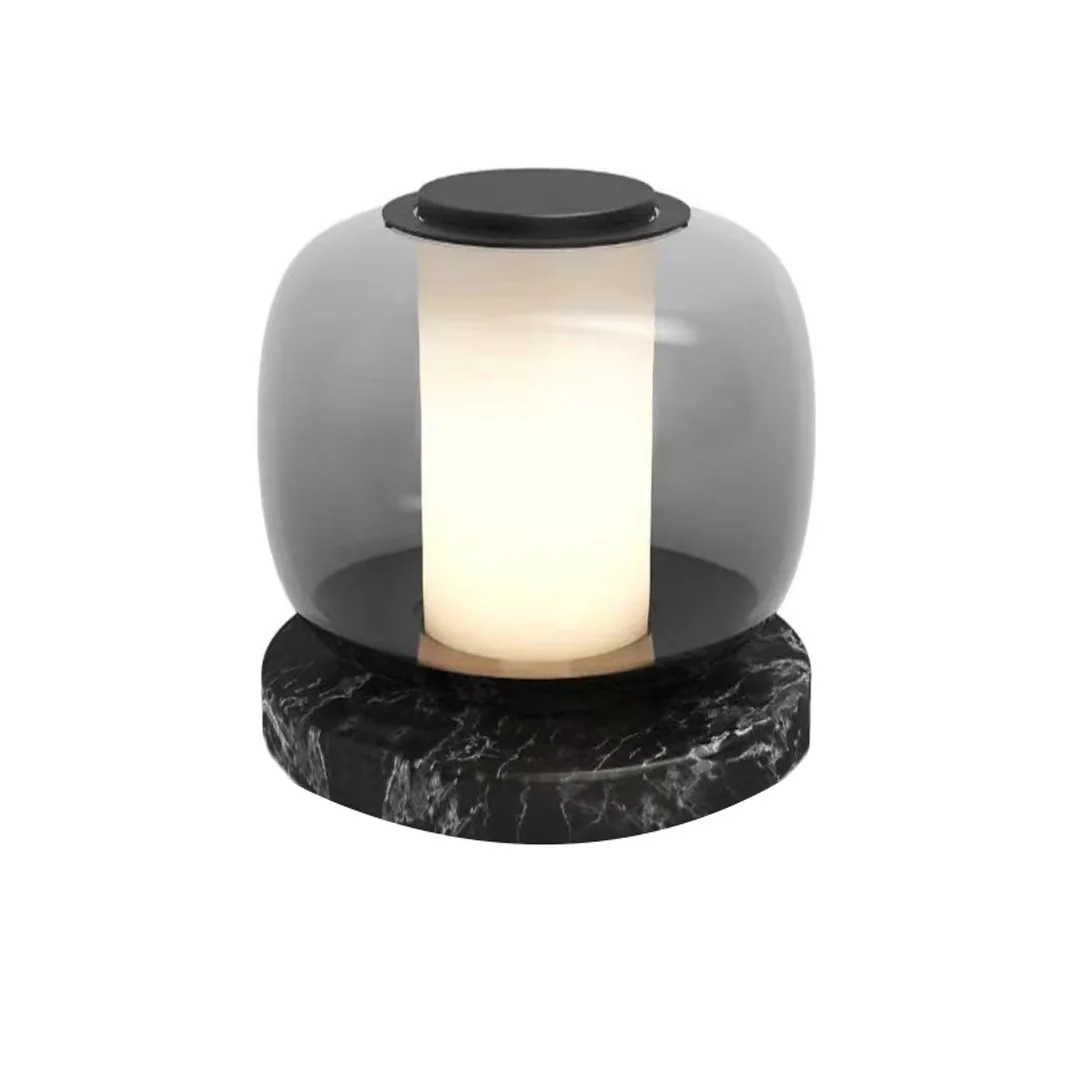Modern Simple Marble Table Lamp LED Bedroom Bedside Atmosphere Night Light Creative Design Room Decoration Glass Table Lamp