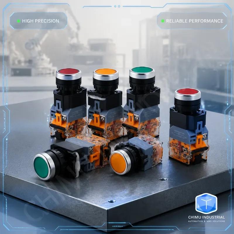 【CHIMU INDUSTRIAL】 LA38-11D Push Button Switch 12V 24V 220V 380V Automatic Reset Start Stop Power Control with Light