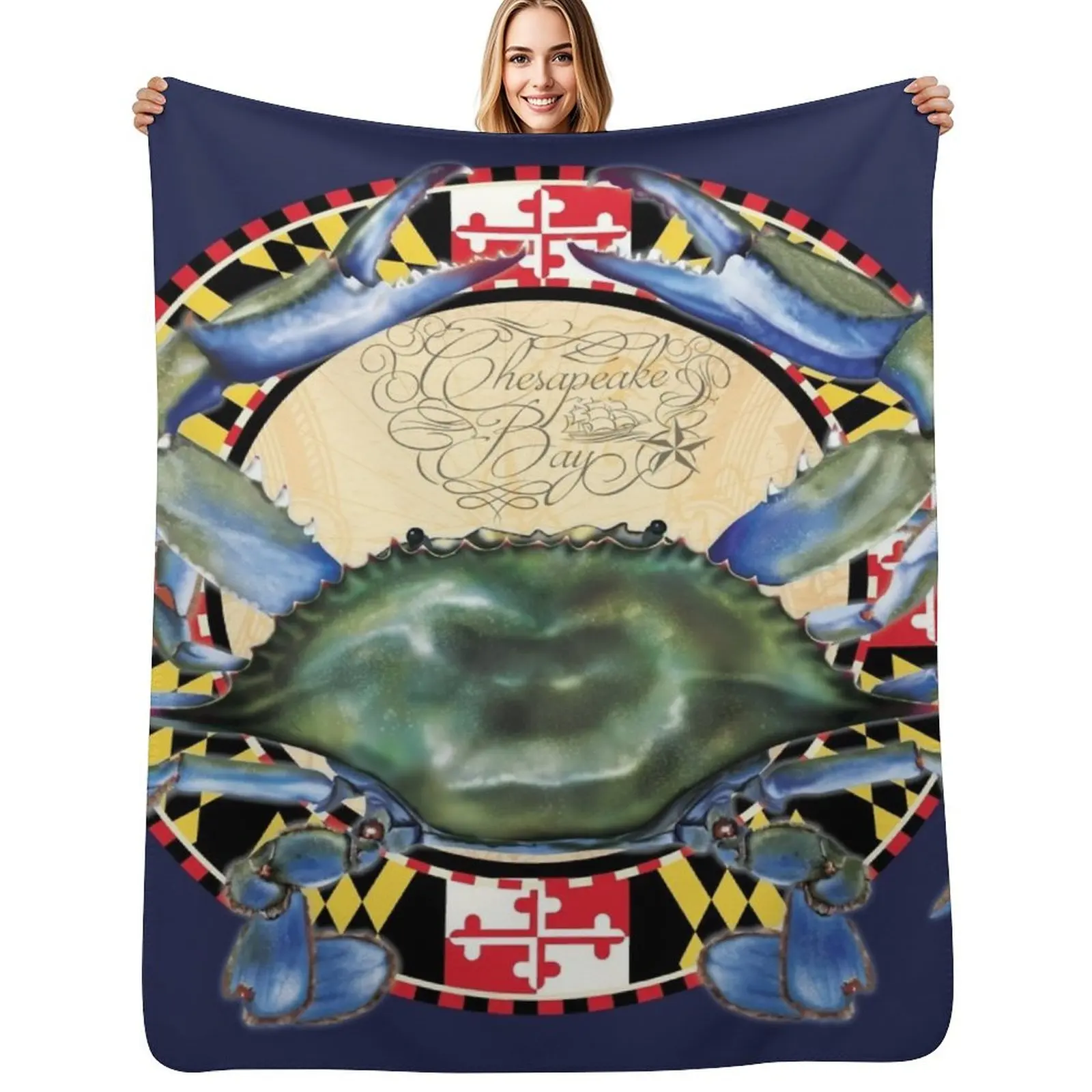 

Maryland Blue Crab Chesapeake Bay Throw Blanket Warm bed plaid Retros Luxury Throw Blankets