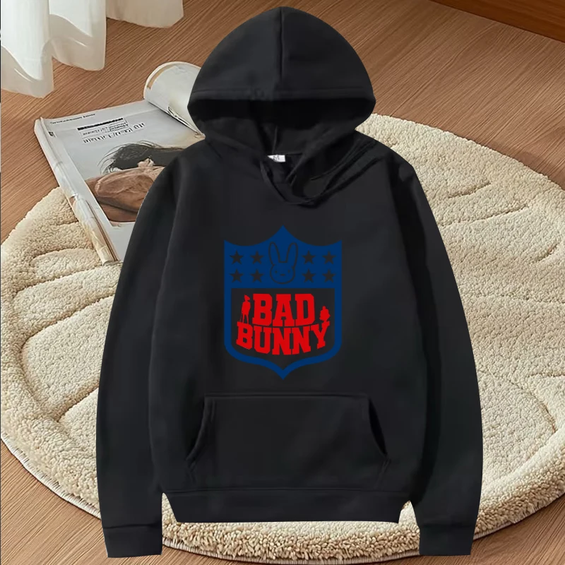 

Bad Bunny Football Printed hoodie men women vintage High Quality funny Long sleeve streetwear Graphics oversized hoodie unisex