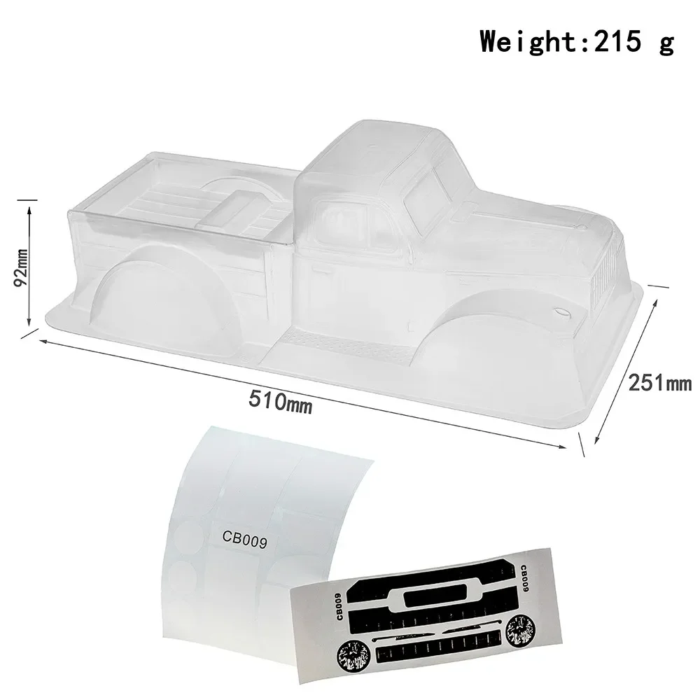 

12.3in 313mm Wheelbase Clear Pickup Body Shell Kit for 1/10 RC Crawler TRX4 Axial SCX10 II 90046 RGT 86100 YK4101 CC01 TF2