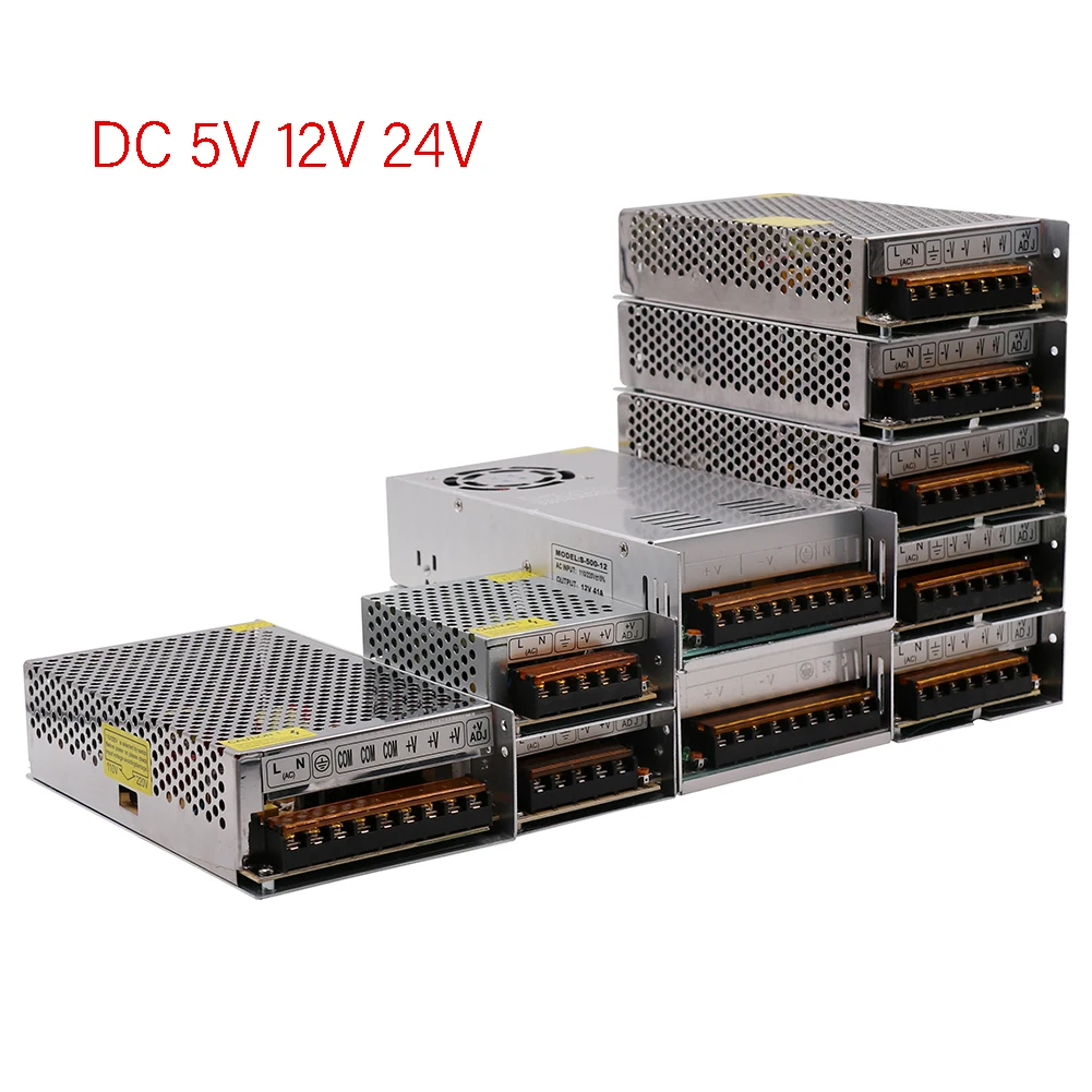 10W-500W Switching Power Supply Transformers Adapter AC110V 220V To DC 5V 12V 24V Power Supply Source Adapter For Led Strip