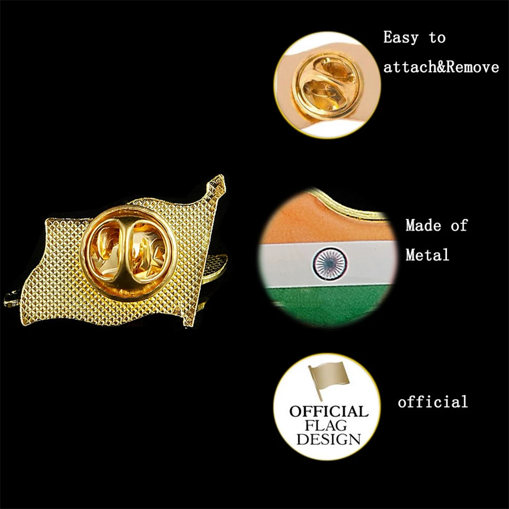 Indian National Flag Pin Brooches Casual Clothing Accessories for Unisex Jewelry Gift