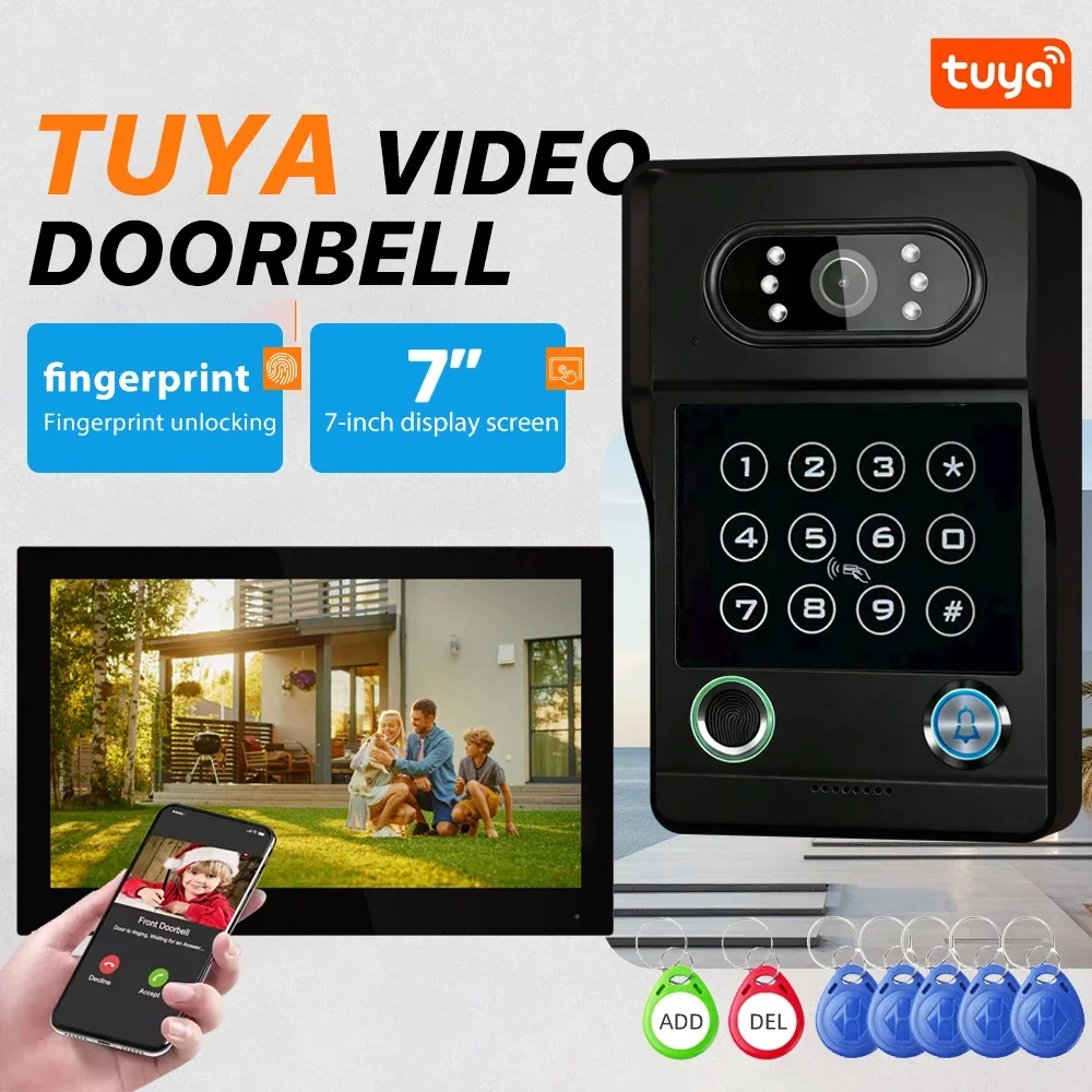 

Video Doorbell HD Camera 1080P Tuya Smart Video Door Phone Intercom System ID Card Security Doorbell Suitable Home Doorbell