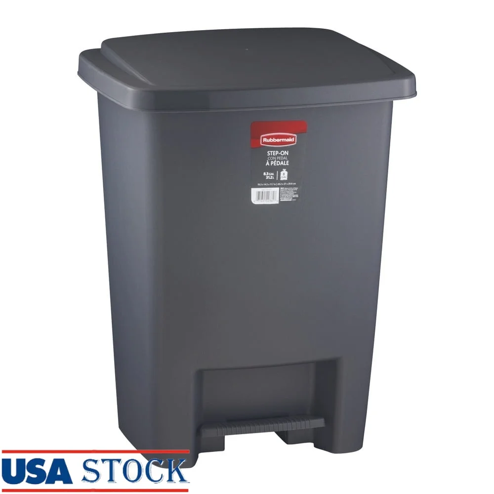 

8.3 Gallon Touchless Step-On Kitchen Trash Can Plastic Wastebasket Scratch Resistant Indoor Use Extra Wide Foot Pedal