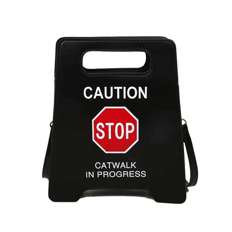 Young Girl Crossbody Bag Creative Caution Letters Sign Handbag Cute Fluorescence Color Shoulder Bags For Women 2023 Clutches