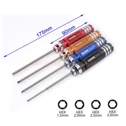 1.5 2.0 2.5 3.0mm Hex Screwdriver Color Titanium Alloy Steel Hexagon Screw Driver Set Allen Driver For RC Car Quadcopter Drone