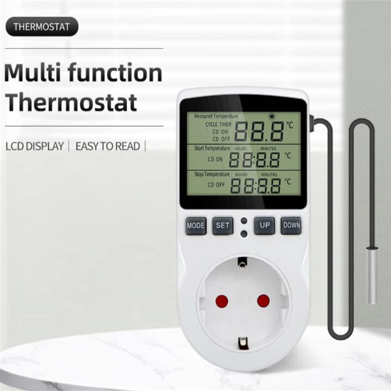 EU/US/FR Thermostat Timer Socket Digital Temperature Controller Socket Outlet With Timer Switch Sensor Probe Heating Cooling