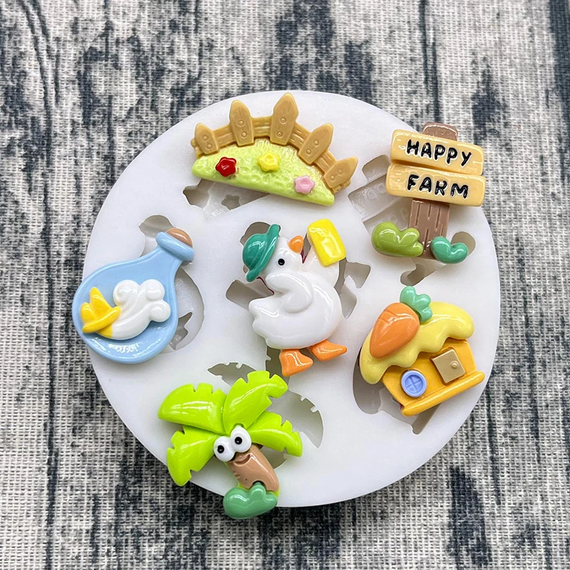 Duck Surfboard Mermaid Coconut Tree Silicone Sugarcraft Mold Chocolate Cupcake Baking Mould Fondant Cake Decorating Tools