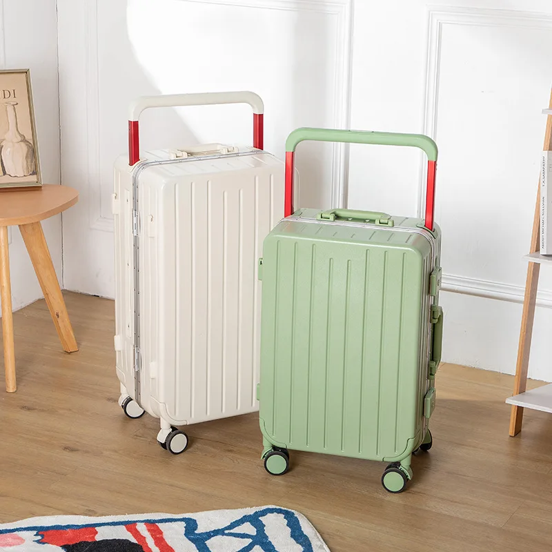 Wide Pull Rod Luggage.universal Wheel Neutral 20-inch Business Boarding Combination Lock Aluminum Frame Suitcases On Wheels.