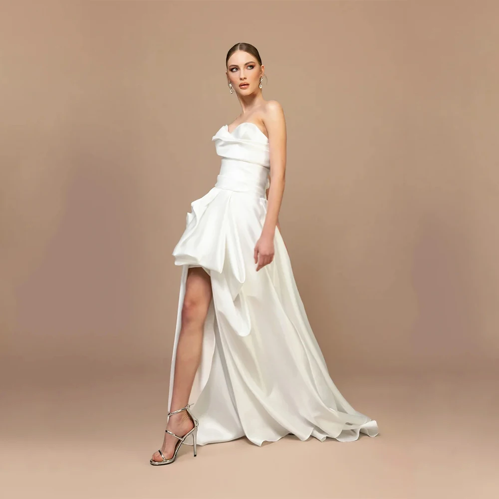 Vestido de noche de satén personalizado especial blanco sexy de alta calidad vestido de fiesta sin mangas con escote en forma de corazón estilo 2026 para hasta el suelo