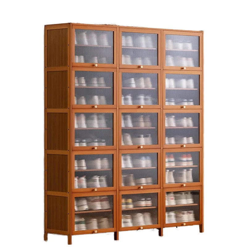 Durable Bamboo Shoe Rack Good-Looking Dustproof Large Capacity Easy Assemble Modern Home Hotel Shoe Shelf Cabinet
