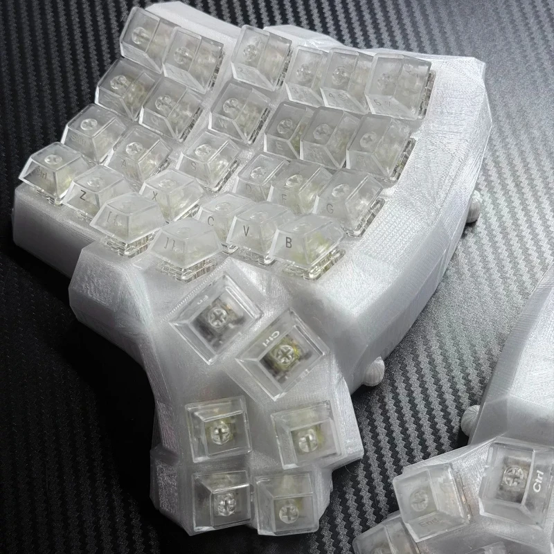 Dactyl Manuform 5*6 Curved Keyboard Customized Wired Single-mode Hot Swap 3D Printing Transparent Ergonomic Split Keyboard Gift