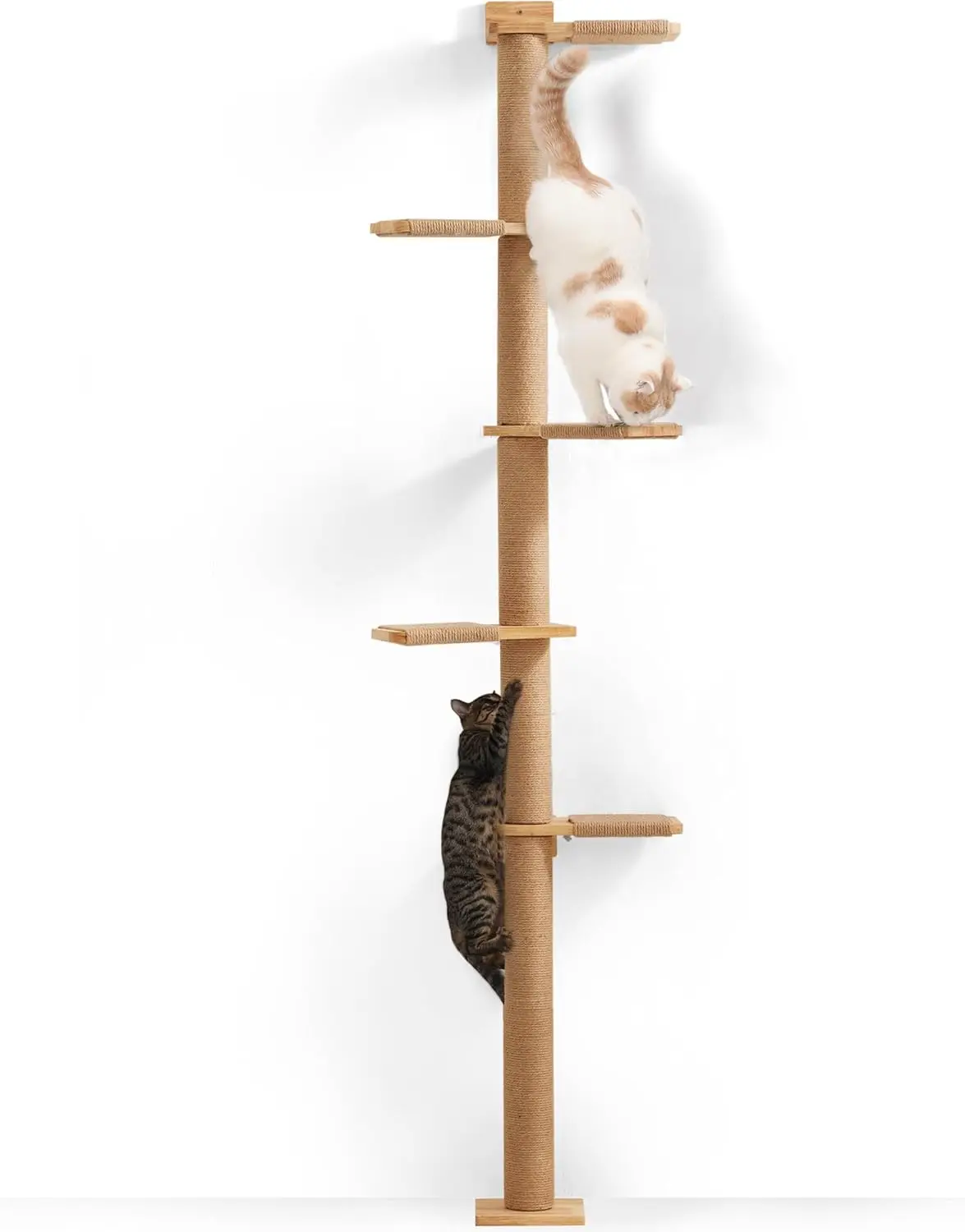 

Tall Cat Tree, 5 Tier Floor To Ceiling Cats Tower, Wall-Mounted Cats Scratching Post, Wild Simulation Cat Wall Shelves