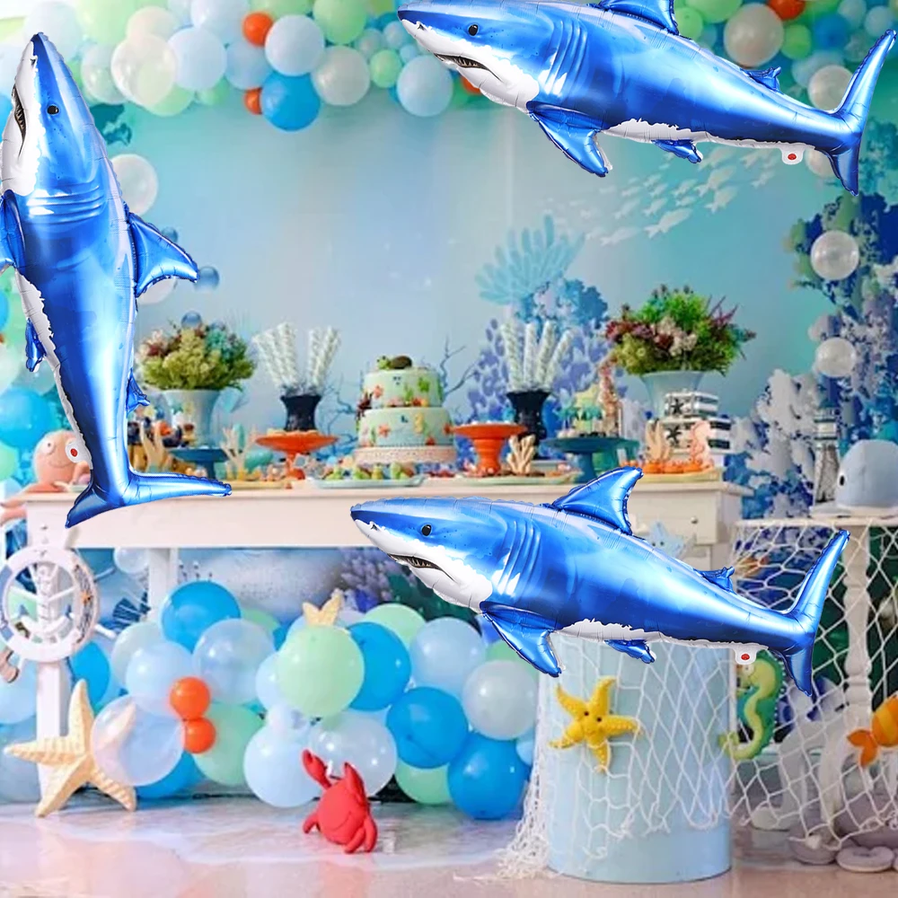1/2 Stück Ozean-Thema Hai-Folienballons Unterwasser-Geburtstags- und Hochzeitspartydekoration Baby-Shower-Zubehör Kindergeschenke – Detail 3