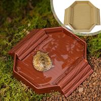 Tortoise Water Dish Anti-Slip Reptile Pool Dish Decorative Turtle Bath Tub with Ramp for Tortoise Snake Gecko Tank Accessory