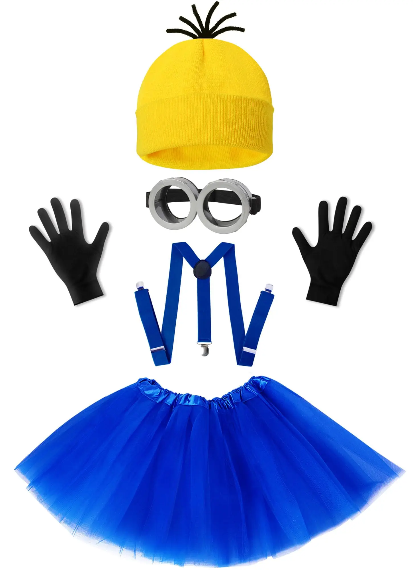 5 PCS Halloween Costume for Kids Girls,Goggles/Beanie/Tutu Skirt/Suspenders/Gloves Halloween Christmas Costume Accessories