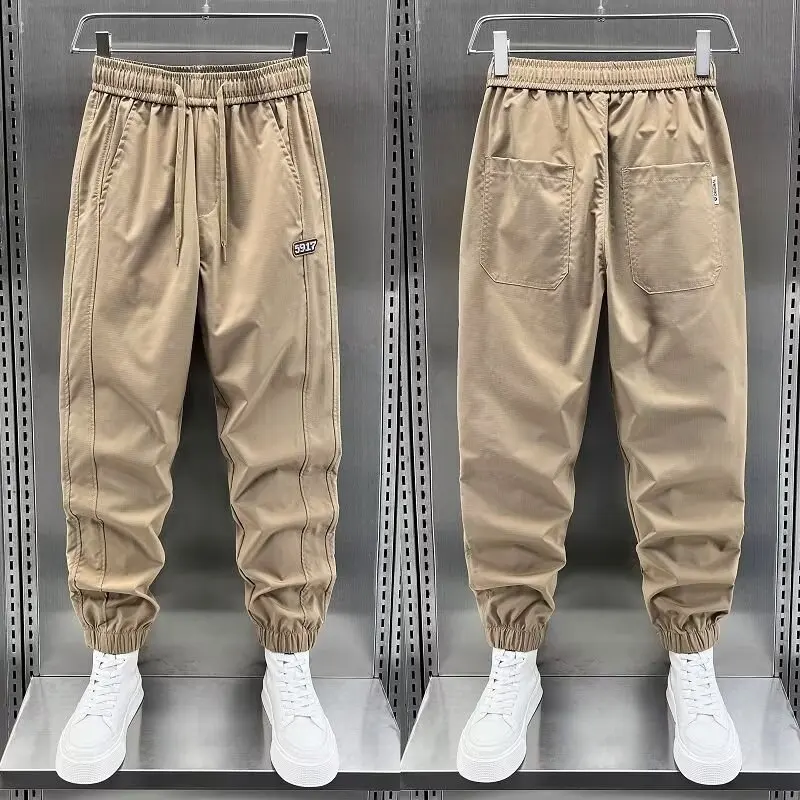 Autumn Fashion Outdoor Functional Workwear Casual Pants For Men New Simple Solid Color Loose Fitting Leg Binding Handsome Pants