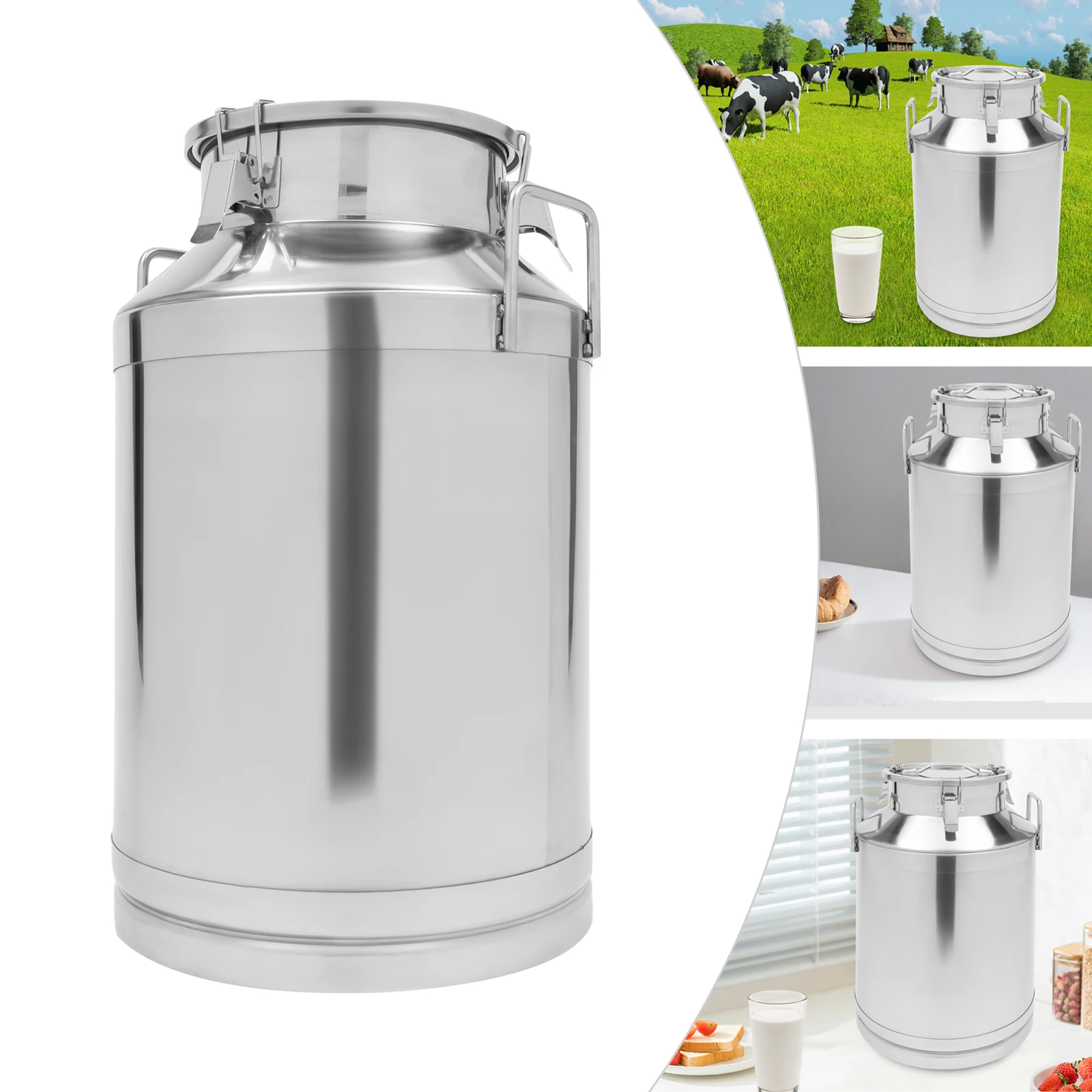 

60л банка для молока из нержавеющей стали, ведро для вина, масляная молочная сумка, кувшин с уплотнительной крышкой, ведра для молока, герметичный дизайн, сохраняет еду сухость и свежесть