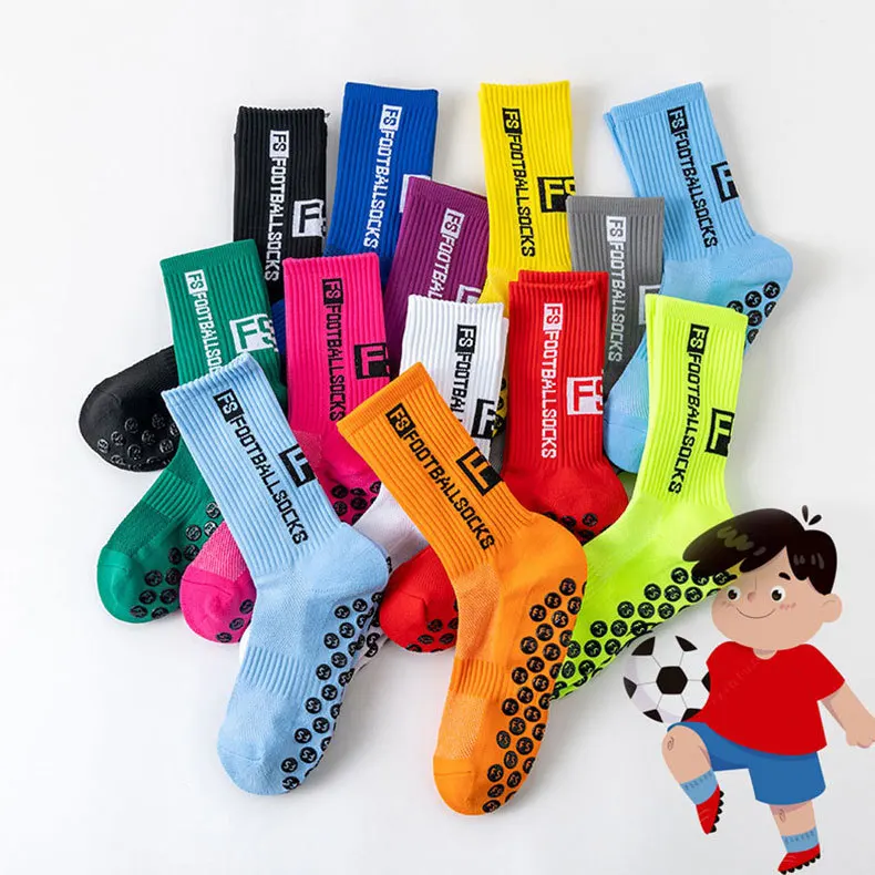 

Children FS Football Socks Teenager Round Silicone Grip Anti Slip Soccer Socks Sports Kids Baseball Rugby Socks