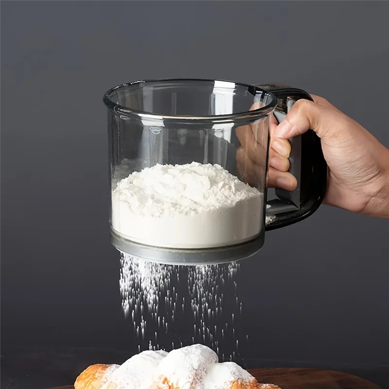 

ABFU-With Semi-Automatic Double-Decker Filter Flour Sieve Kitchen Ultra-Fine Filter Cup Mesh