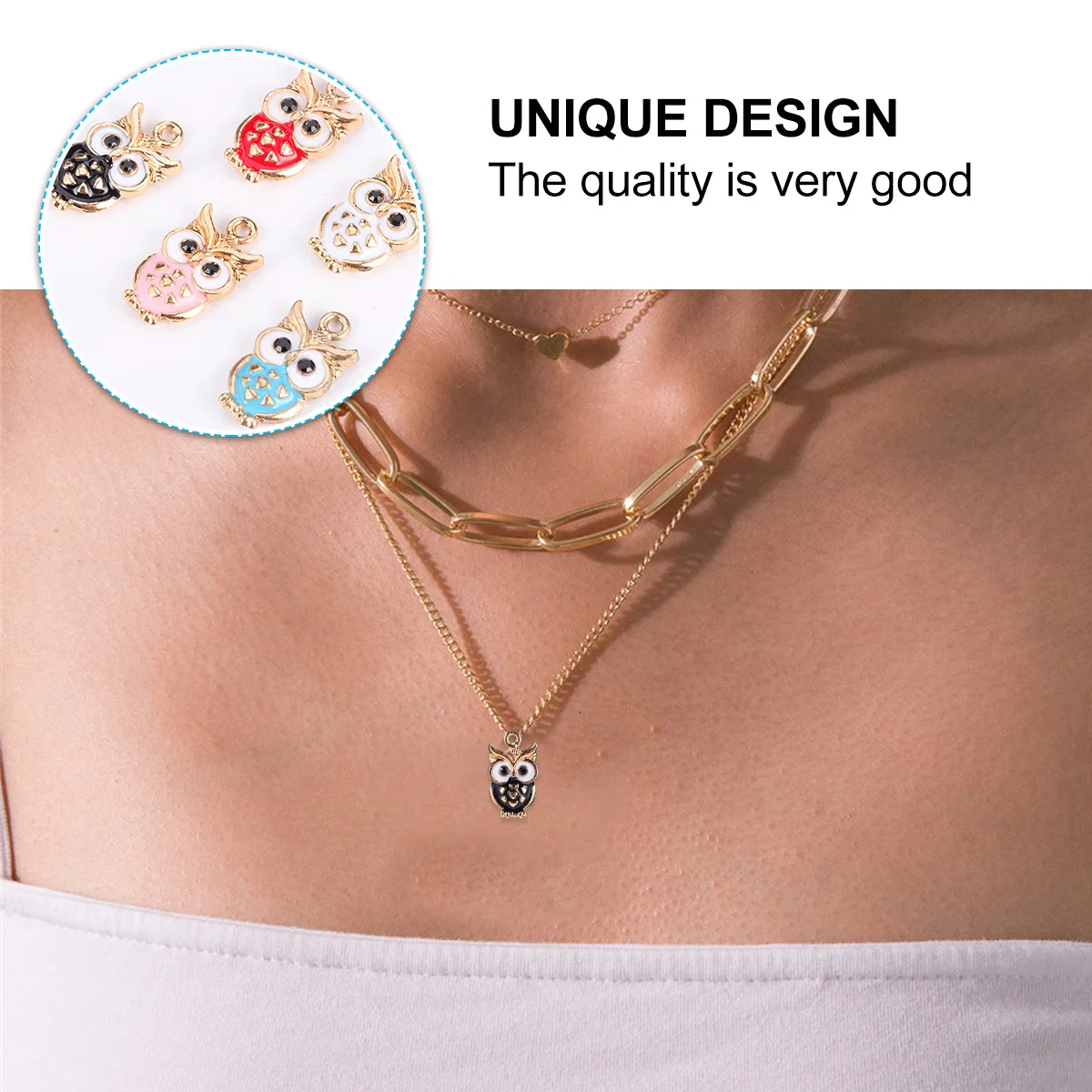 

50Pcs Owl Charms Pendant DIY Jewelry Making Accessories Beautiful Oil Dripping Design Durable Lightweight Holiday Gift