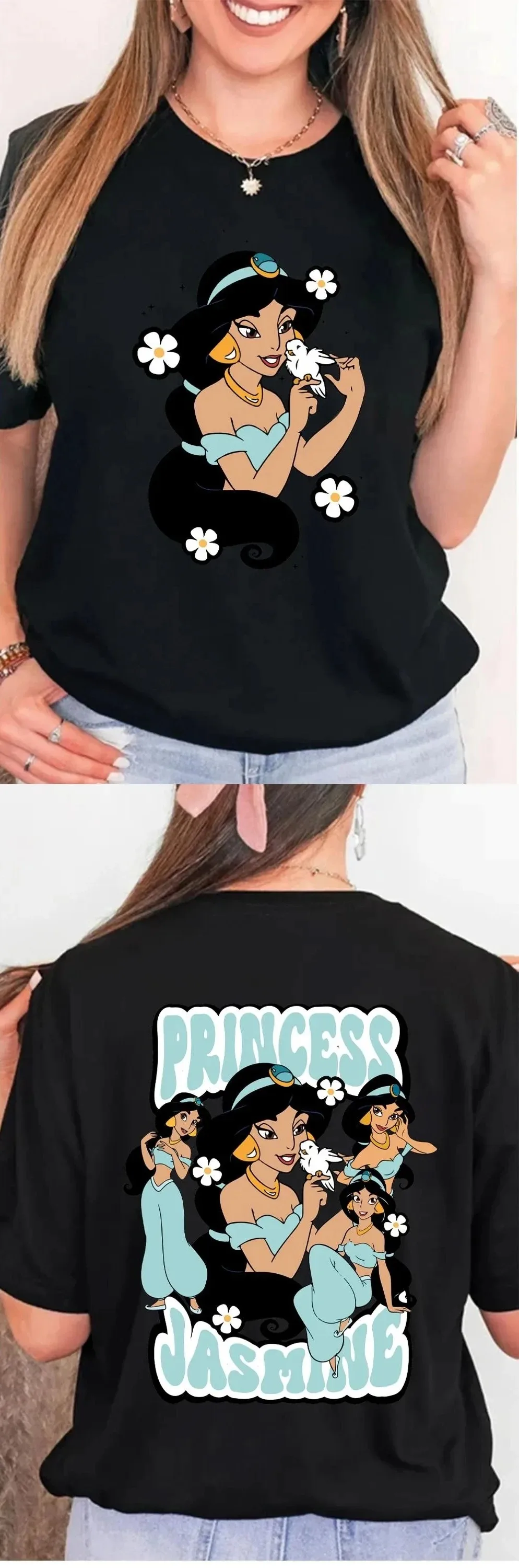 Disney Princess T-Shirt Summer Disney Princess Matching Shirt Girls Trip Princess Cinderella Belle Aurora Rapunzel Tshirt view 4
