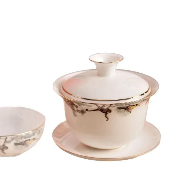

Luxury high-end white porcelain ceramic Kung Fu tea set Small set Portable travel home personal anti-scalding