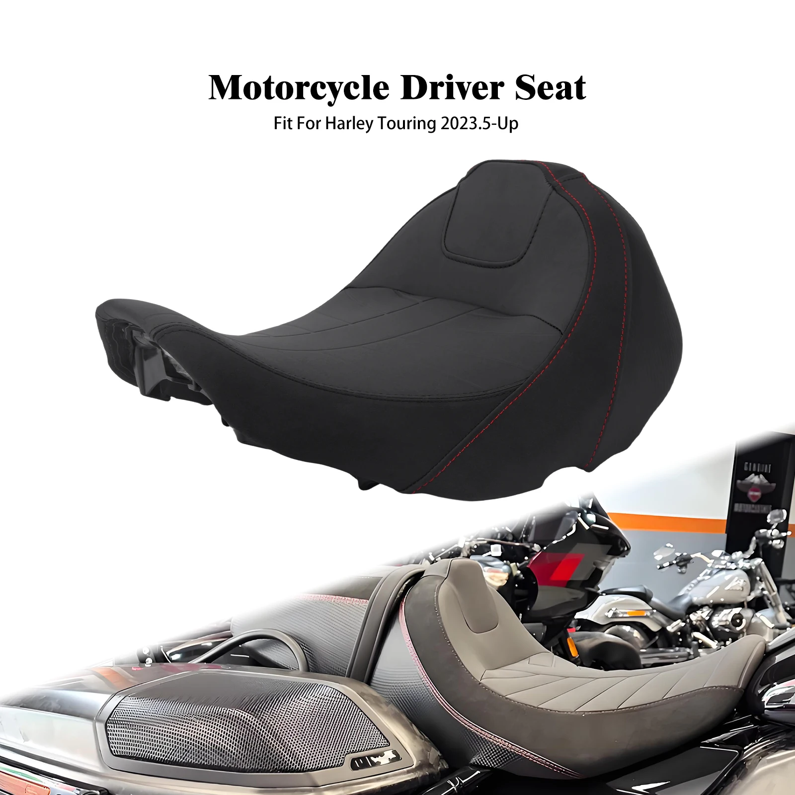 Motorcycle Solo Driver Seat Front Cushion Seat For Harley Touring CVO Road Street Glide 23-Up FLHX FLTRX 2024-Up FLHXU 25-later