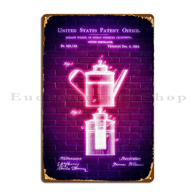 Coffee Percolator Patent Metal Sign Party Vintage Club Bar Design Wall Decor Tin Sign Poster