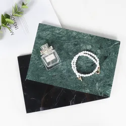 Natural marble stone bathroom minimalist makeup and jewelry storage bathroom toiletries square tray