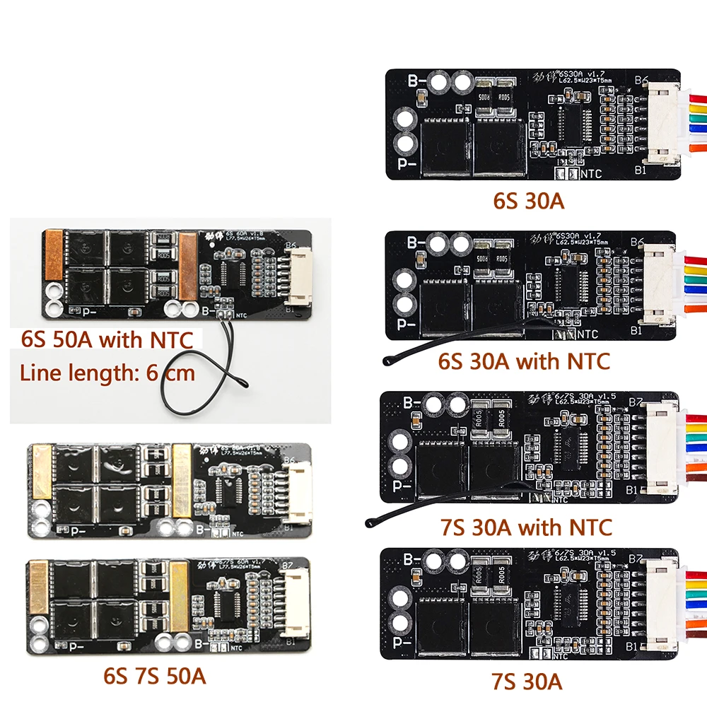 6S 30A/7S 30A/6S 50A/7S 50A/10S 40A BMS Board with NTC for 3.7V Ternary Lithium Battery Protection Board/BMS 7S/BMS 6S Board