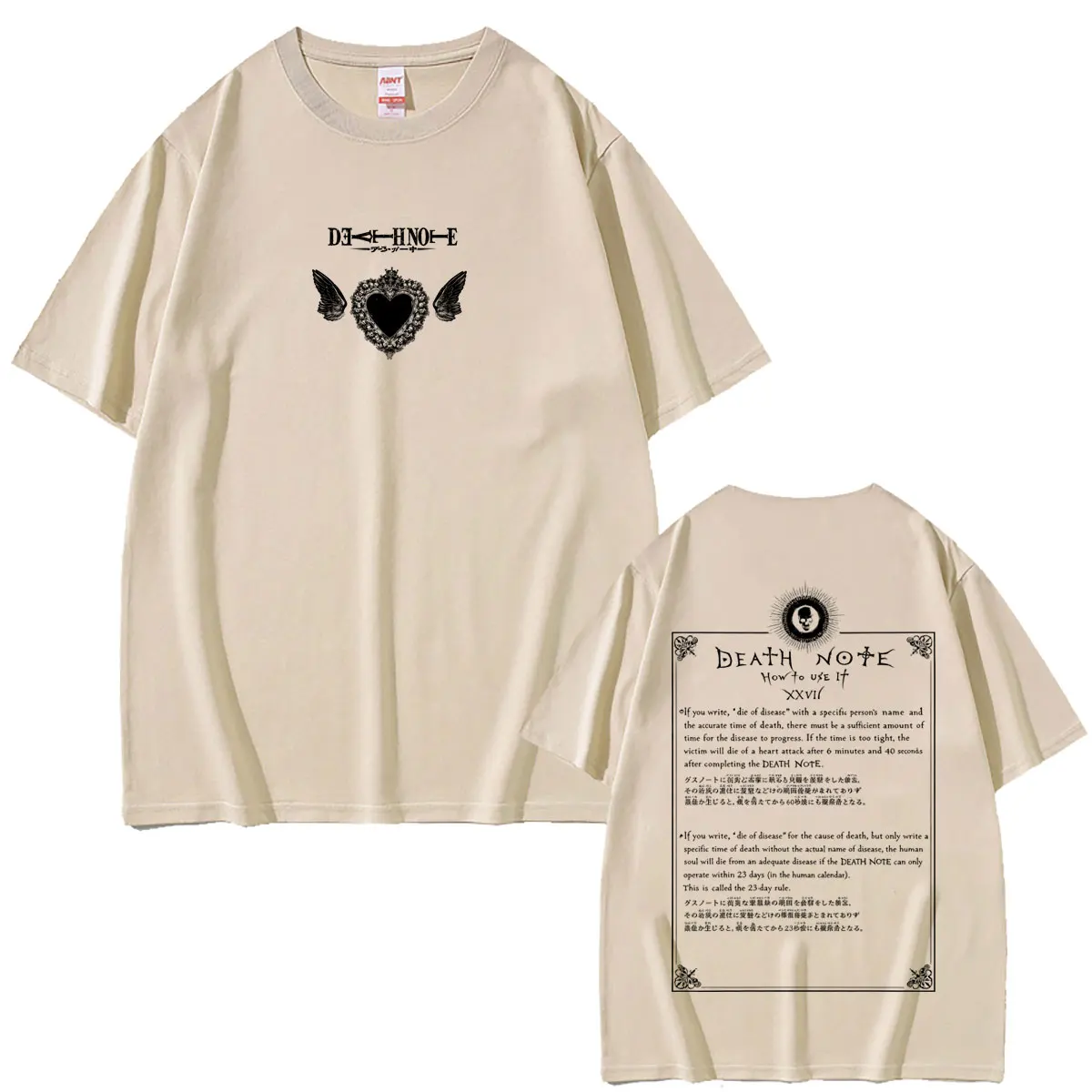 Anime Death Note Double Sided Print T-shirt Y2k Men Women Casual Vintage Oversized T Shirts Men's 90s Manga Gothic Rock T-shirts
