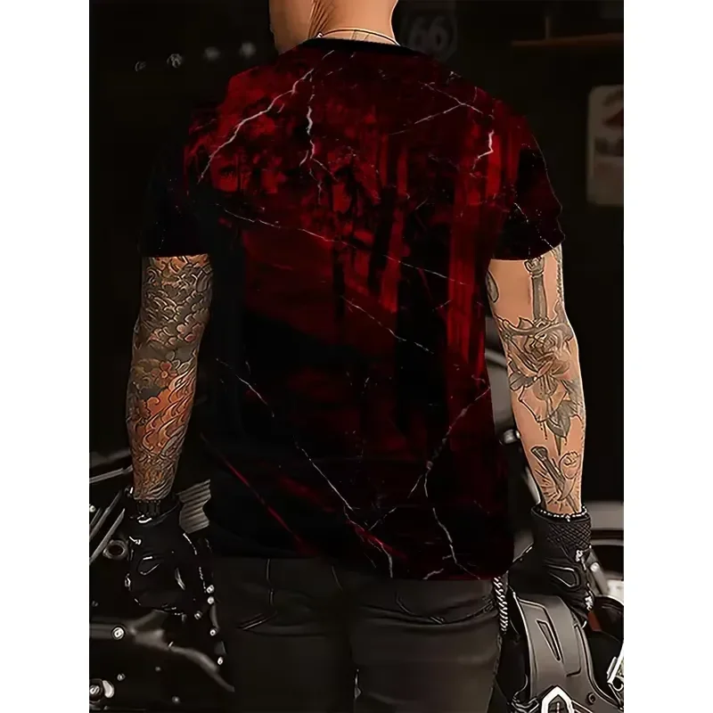 3D Digital Print Men's Black Red Lightning Forest T-Shirt Streetwear Hardcore Cool Contrast Color Breathable Casual Tee 2026