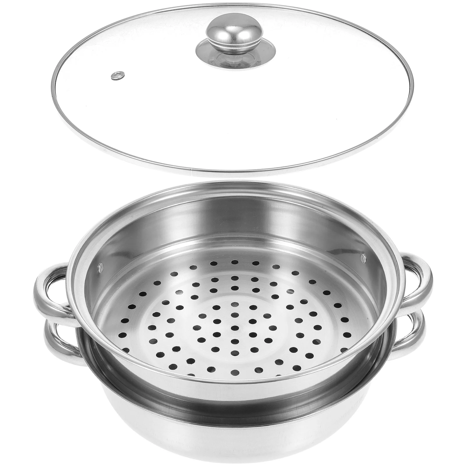 Cooking Pot Soup Tamale Steamer Food Steaming Noodle Cooker Handle Design Stainless Steel Multi-functional for Kitchen