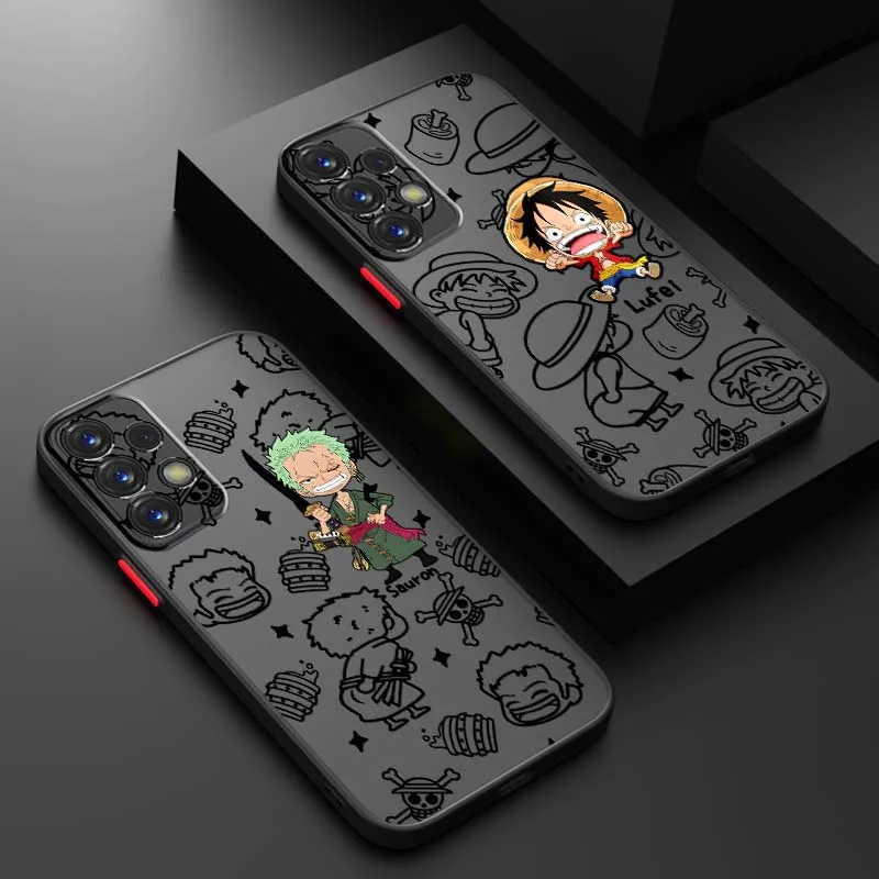 

One Piece Trendy Luffy Zoro For Samsung A50 A42 A34 A33 A32 A23 A04 A03 Note 20 10 9 8 5G Frosted Translucent Phone Case