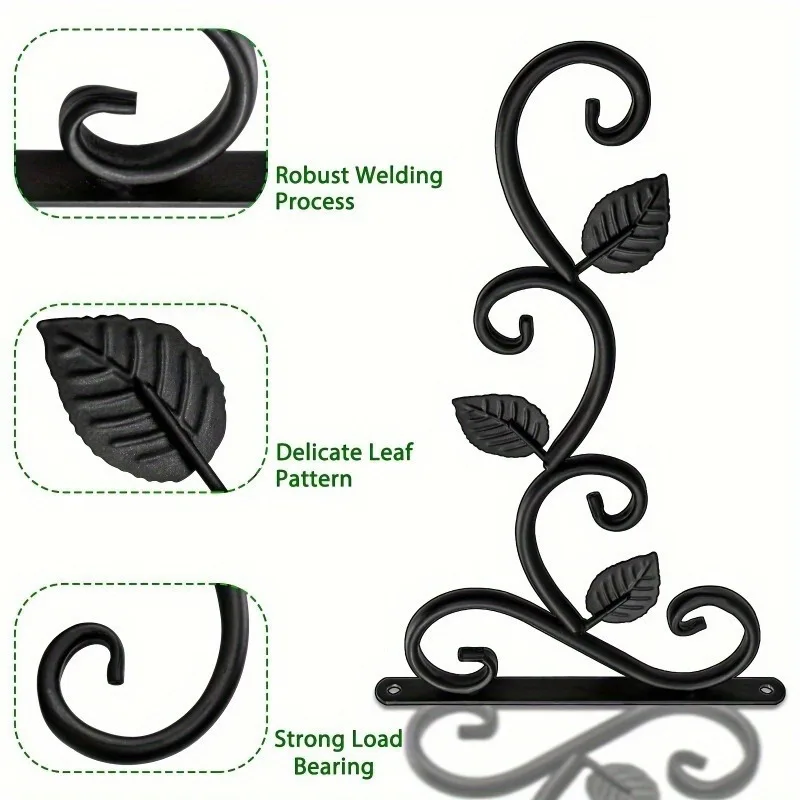 Iron Plant Hanging Rack2-4Personalized Retro Style Metal Hook Flower Pot Hanger Basket Wall Mount Indoor Outdoor