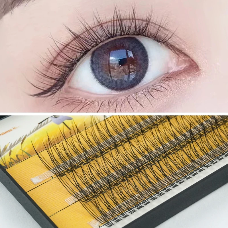 120pcs Premium Mink Individual Fishtail Eyelashes Extension Natural 3D Cluster Eyelashes Professional Makeup Flared Lashes