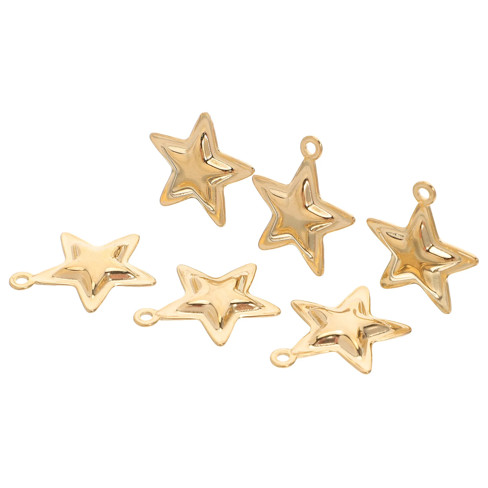 

6 шт. подвесок-звездочек из нержавеющей стали, мини-подвески в форме пятиконечной звезды для браслетов, ожерелий, ювелирных изделий, аксессуаров для рукоделия