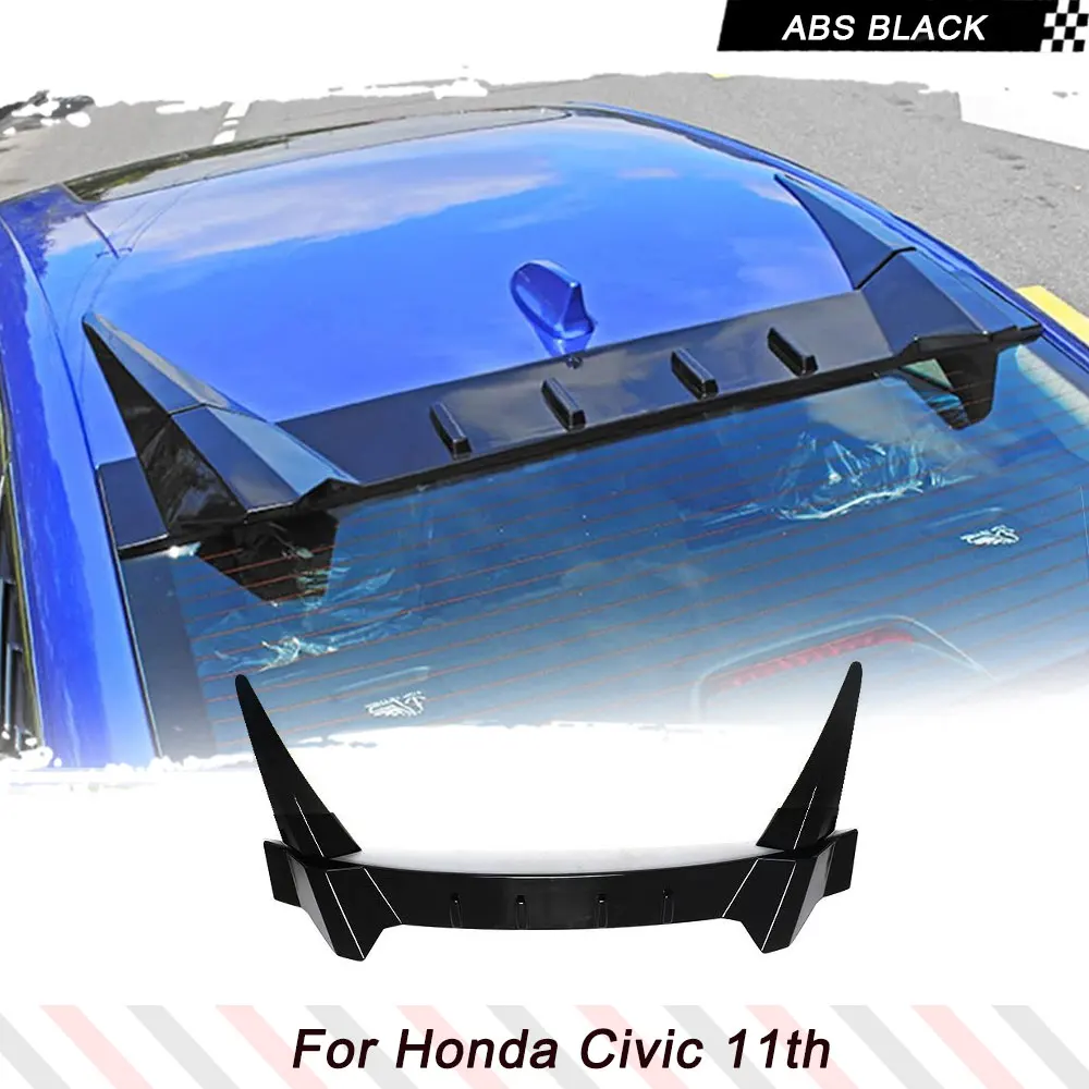 Car Roof Spoiler for Honda Civic 11th Gen Sedan 2022 2023 Car Rear Window Roof Spoiler Gloss Black ABS Rear Spoiler Wing Lip