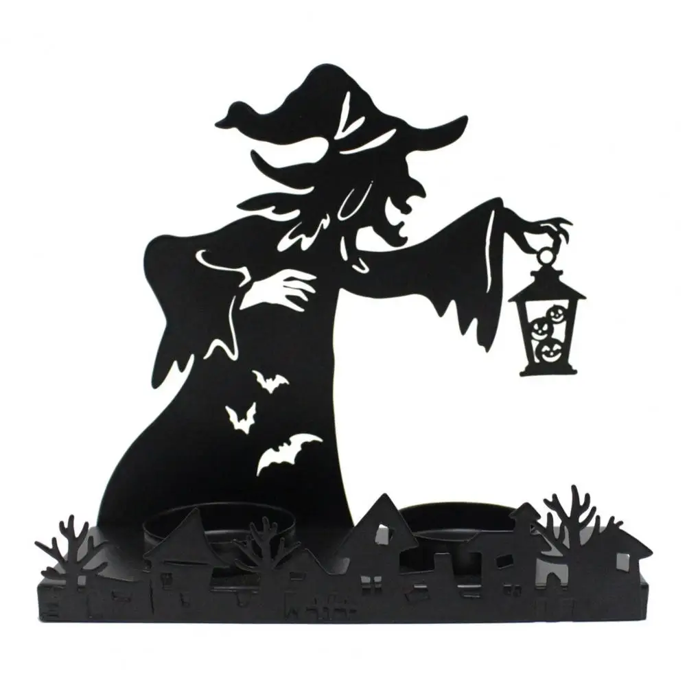 Halloween Witch Candle Holder Resin Which Ghost Figurines Spooky Desktop Statues Decoration for Home Garden Decor