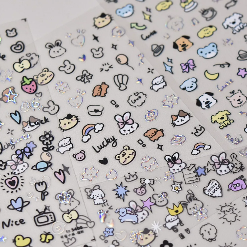 Cute Cartoon Nail Sticker Soft Embossed Self Adhesive Cartoon Stickers Multifunction Nail Art Decoration 3D Manicure Decals