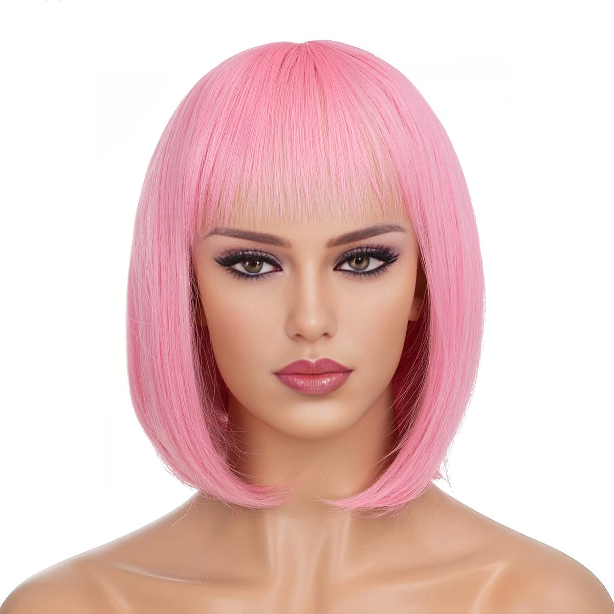 

Bob Cut Wig With Bangs Short Straight Wig Synthetic Wig Beginners Friendly Heat Resistant Wig For Women