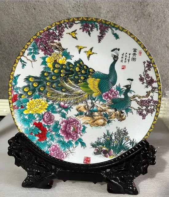 

20CM Ceramic Plate Ornaments Home Decorations Furnishings Flower Arrangement Home Crafts Modern With Base